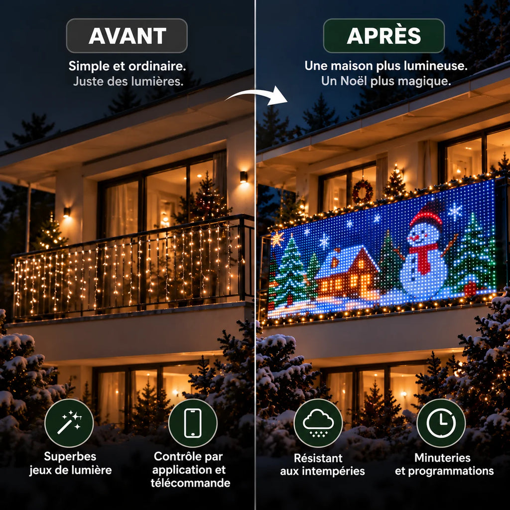 Rideau lumineux de Noël animé