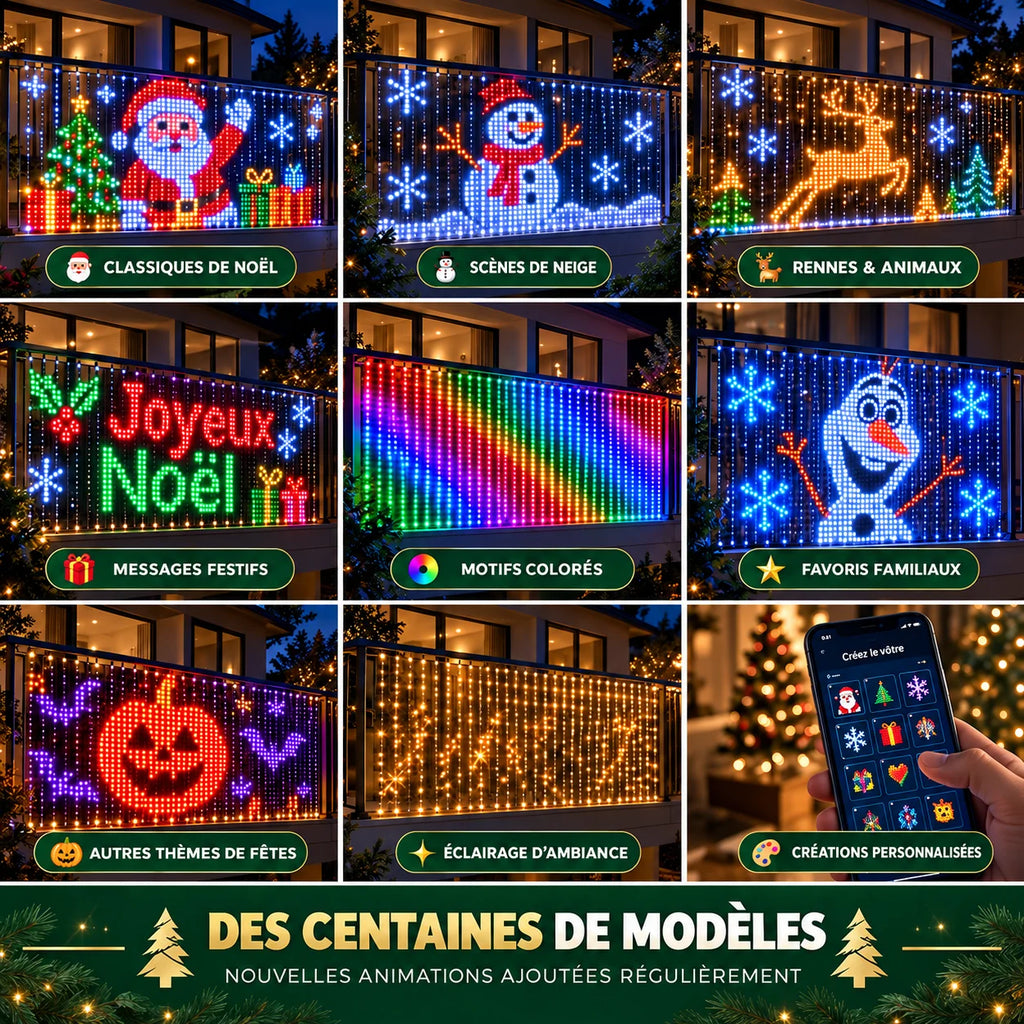 Rideau lumineux de Noël animé