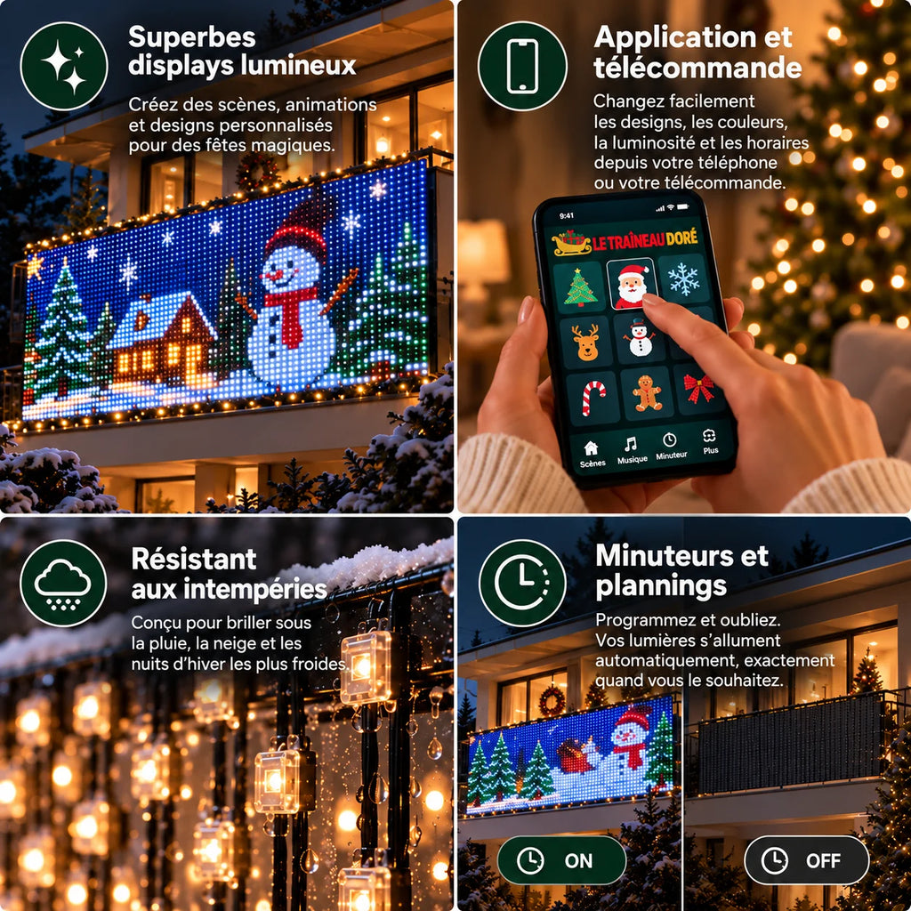Rideau lumineux de Noël animé