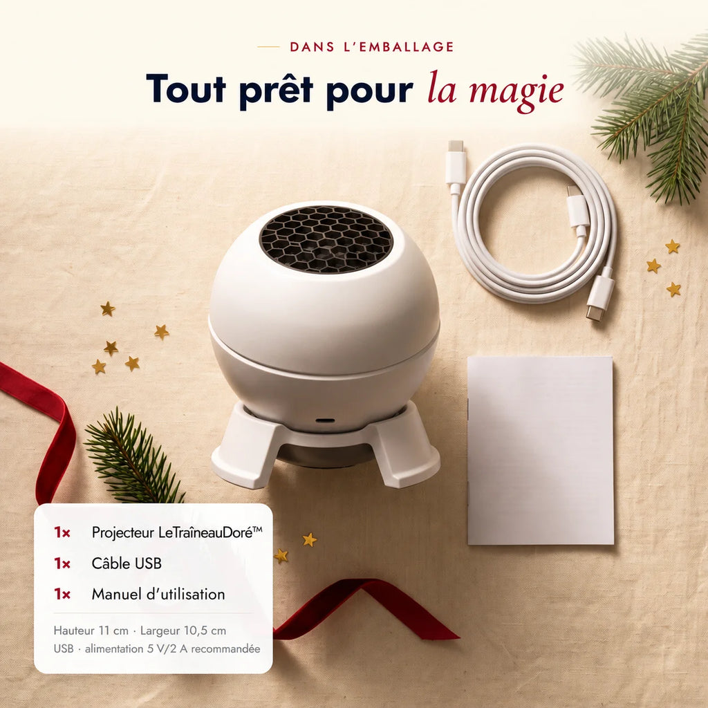 LeTraîneauDoré™ — Projecteur de Noël magique