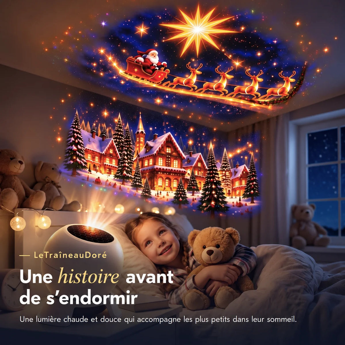 LeTraîneauDoré™ — Projecteur de Noël magique
